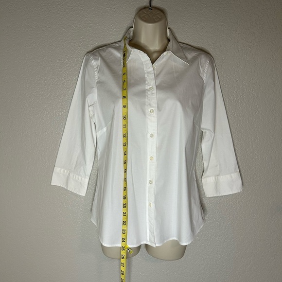 J. Crew white 3/4 sleeve shirt with front buttons size Petite Large - Picture 4 of 6